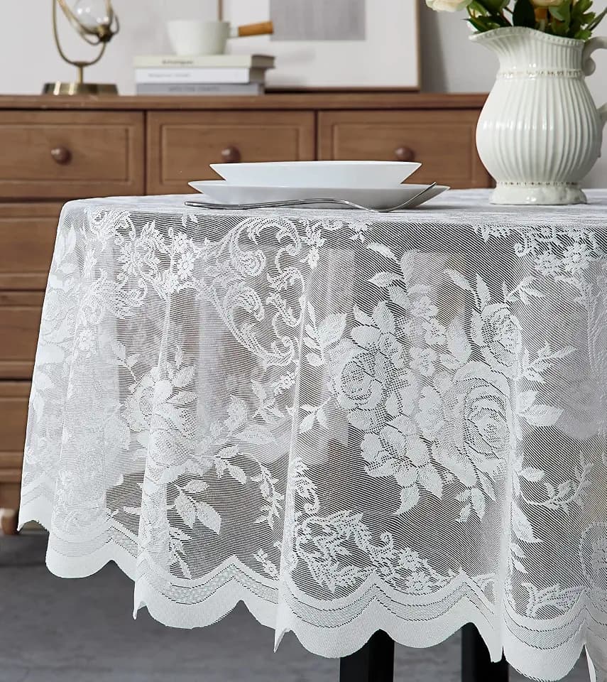Warm Home Designs 36 Inch Round Ivory Lace Tablecloth. LTC Ivory 36 Round
