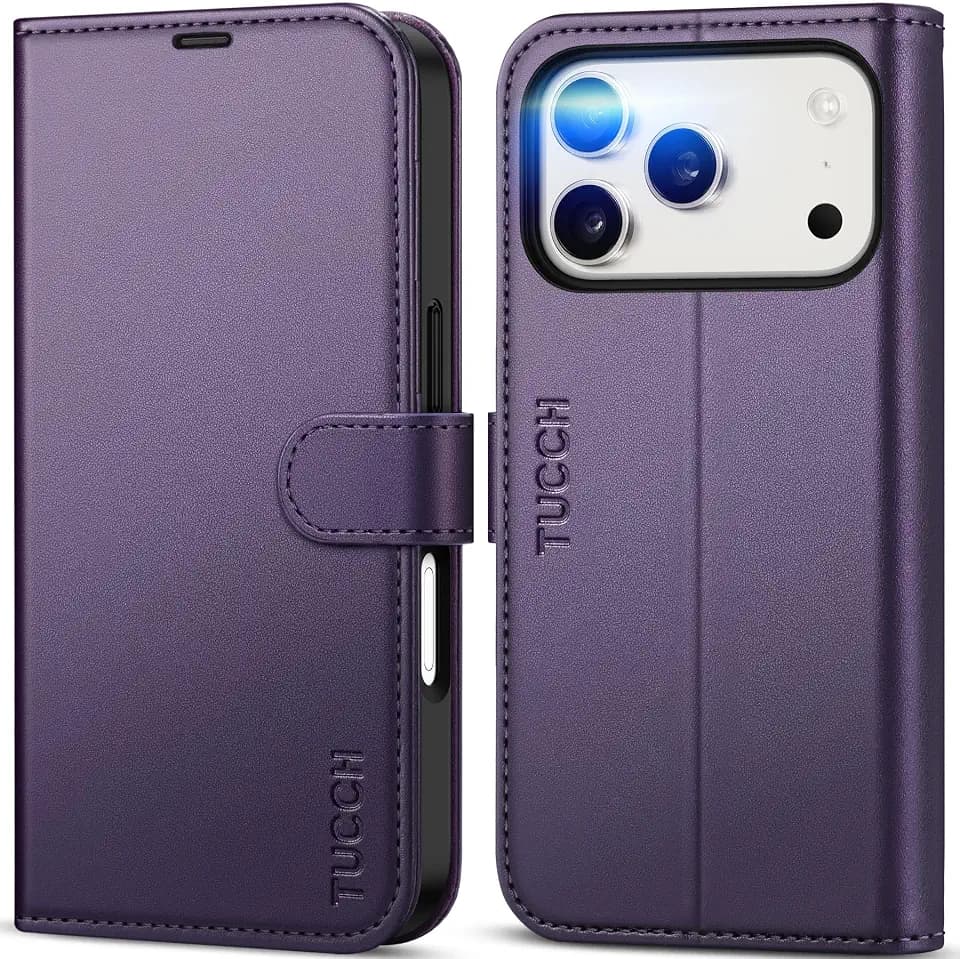 TUCCH Wallet Case for iPhone 18 Pro/17 Pro (6.3"), 4 Card Slot, Deep Purple