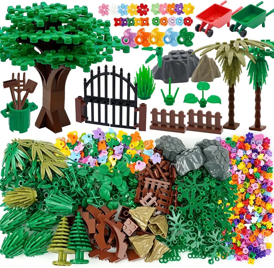 Pamvava Plants Flowers Bricks Set, 660Pcs Garden Tree Botanical Farm Pieces