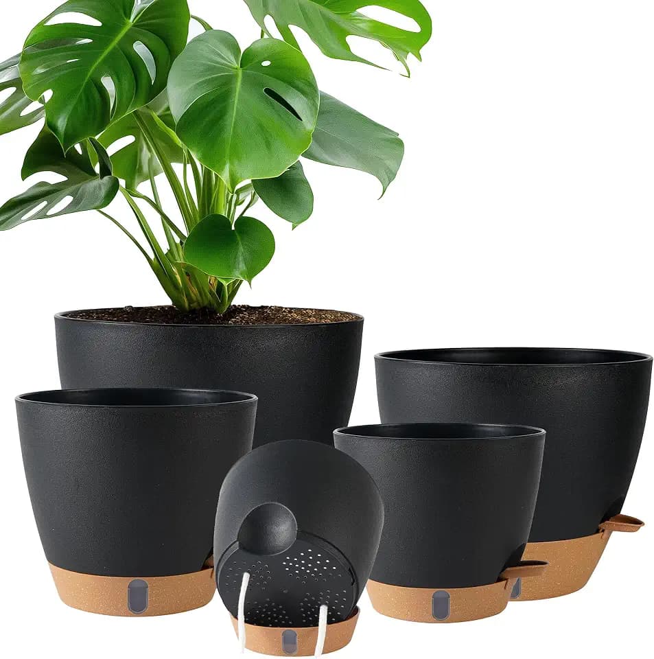 Self Watering Pots for Inoor Ourdoor Plants 10/9/8/7/6.5" Plastic Planters