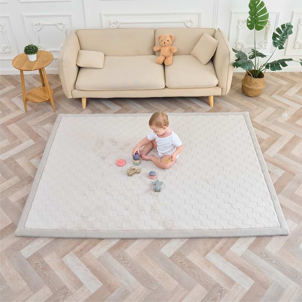SUPERBE BEBE – Baby Spiel- und Krabbelmatte 150 × 200 × 2,5 cm – Dick und stoßdämpfend – Ungiftiger Memory-Schaum mit Oeko-Tex-Zertifizierung – Spielmatte für Baby- und Kinderzimmer – Elegantes Design