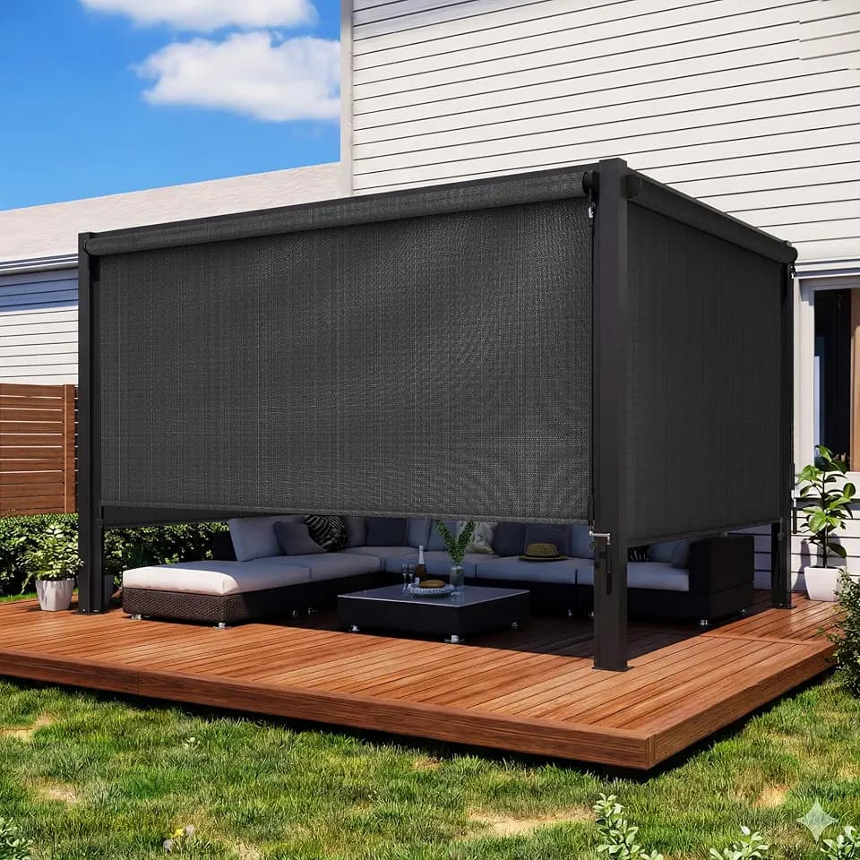 10'W x 8'H Integrated Outdoor Roller Shade for Sun & Privacy Protection
