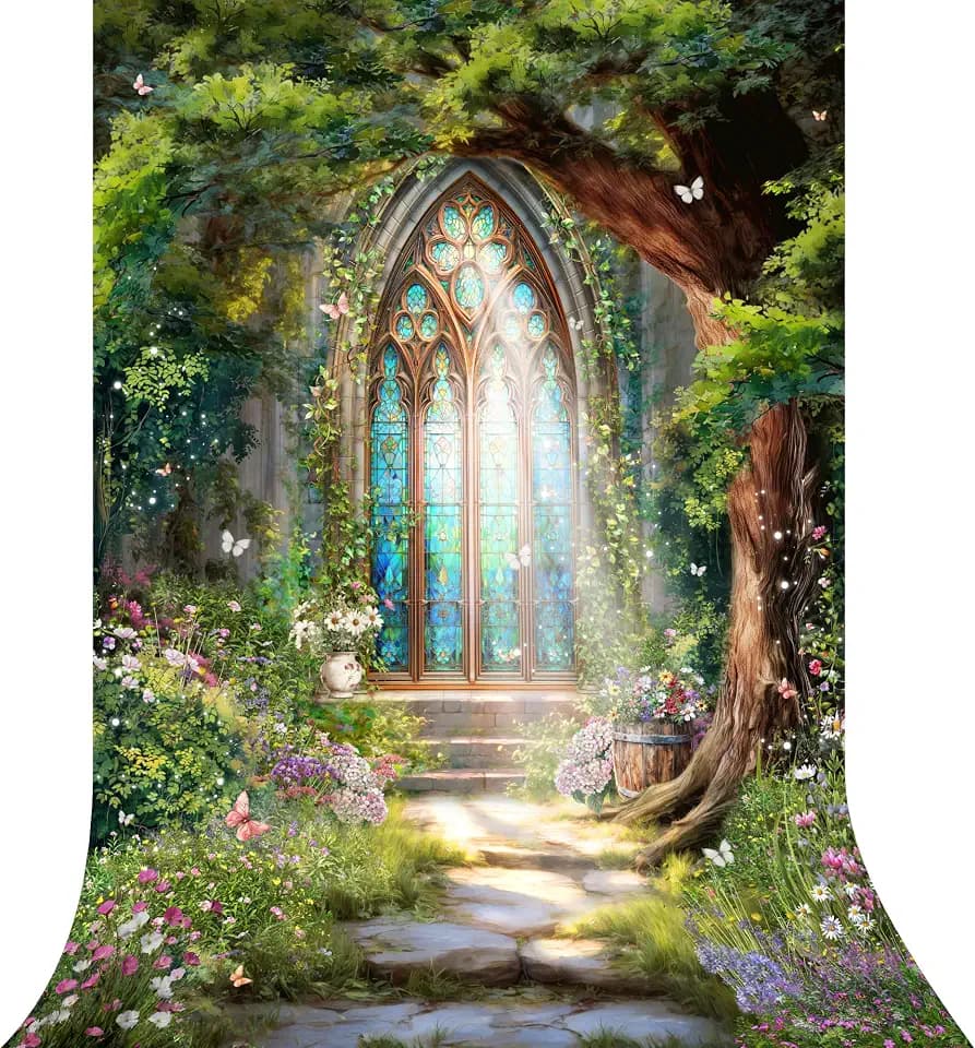 Fairy Green Enchanted Garden Wonderland Butterfly Photography Backdrop
