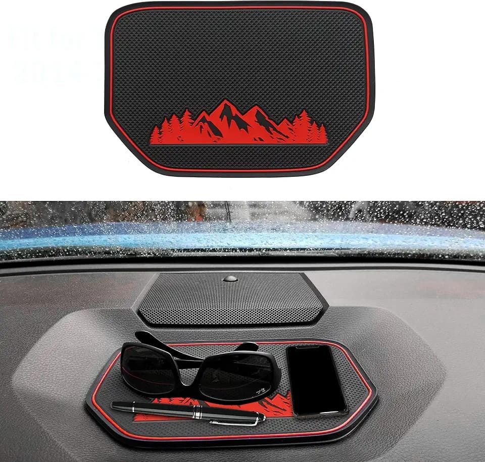 Dash Dashboard Cover Mat for Toyota Tundra Accessories 2014 2015 2016 2017 2018 2019 2020 2021 Silicone Material Interior Dash Pad Anti Dust Insert Liner Premium Custom (Red Trim)