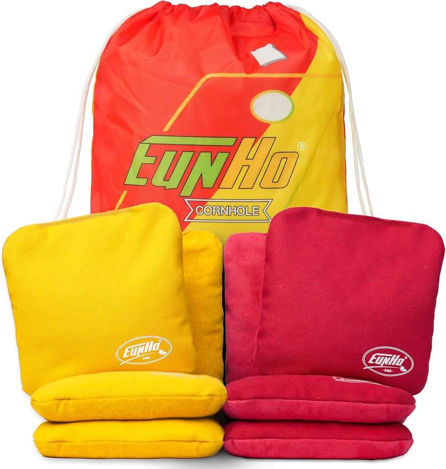 EunHo Professional Cornhole Bags Set of 8 Dual Sided Slick and Stick