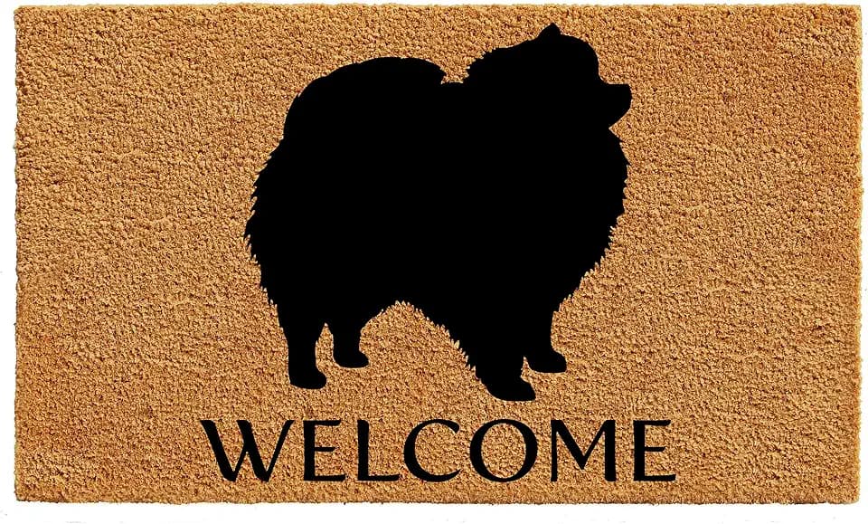 Calloway Mills AZ105672436 Pomeranian Doormat, 24" x 36", Natural/Black