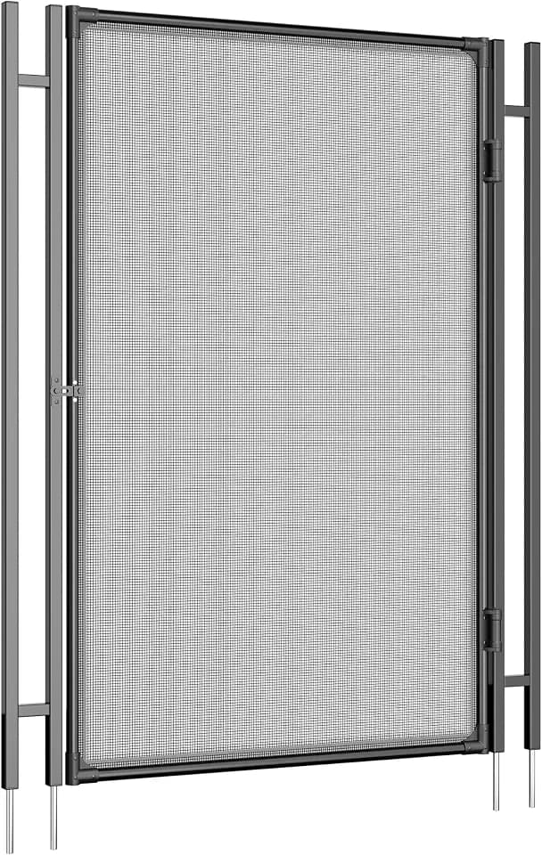 GarveeLife 4 ft x 2.5 ft Pool Fence Gate, Pool Fence Gate Kit with Steel Aluminum Pipe Frame for InGround Above Ground Pools, Black