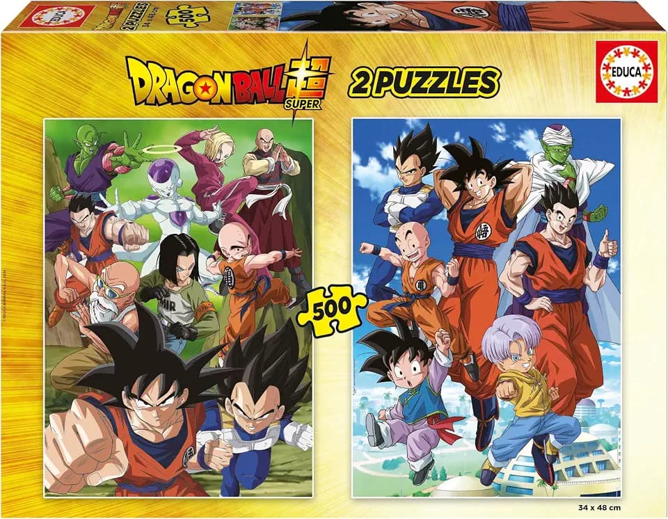 Educa - Dragon Ball | Puzzle 2 × 500 Teile für Kinder und Jugendliche ab 11 Jahren, Goku Vegeta Anime (19915)