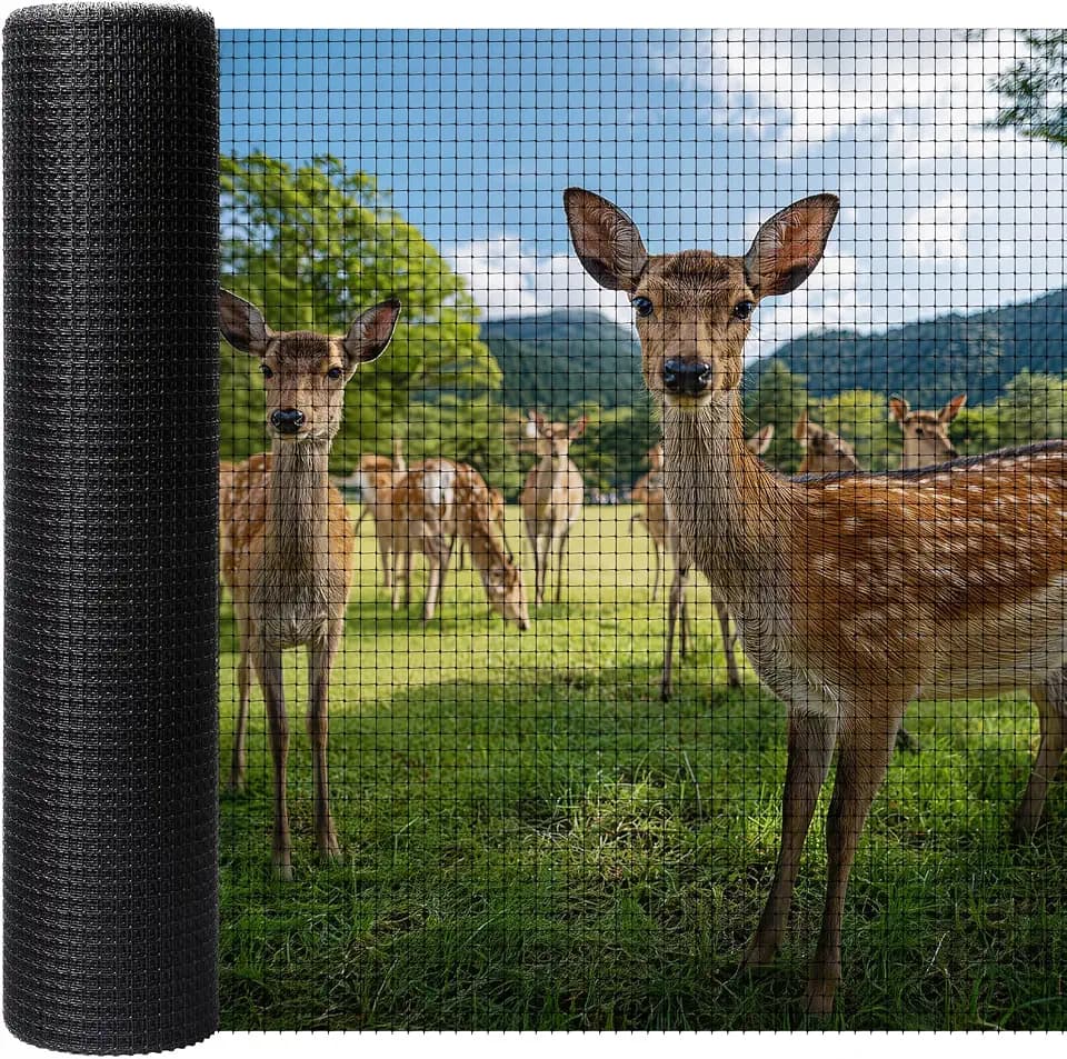 8x100ft Deer Fence Netting with 100 Zip Ties, Animal Fence Barrier Plastic Heavy Duty Garden Protection Fencing Mesh Fence Barrier for Poultry, Yard, Snow and Construction (Black, 8x100ft)