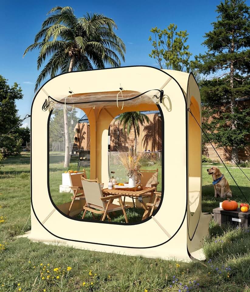 6x6 FT Pop Up Tent, Pop Up Canopy for 4-6 Person, Portable Screened Shelter with Carry Bag, Ideal for Patio, Backyard, Camping & Outdoor Activities