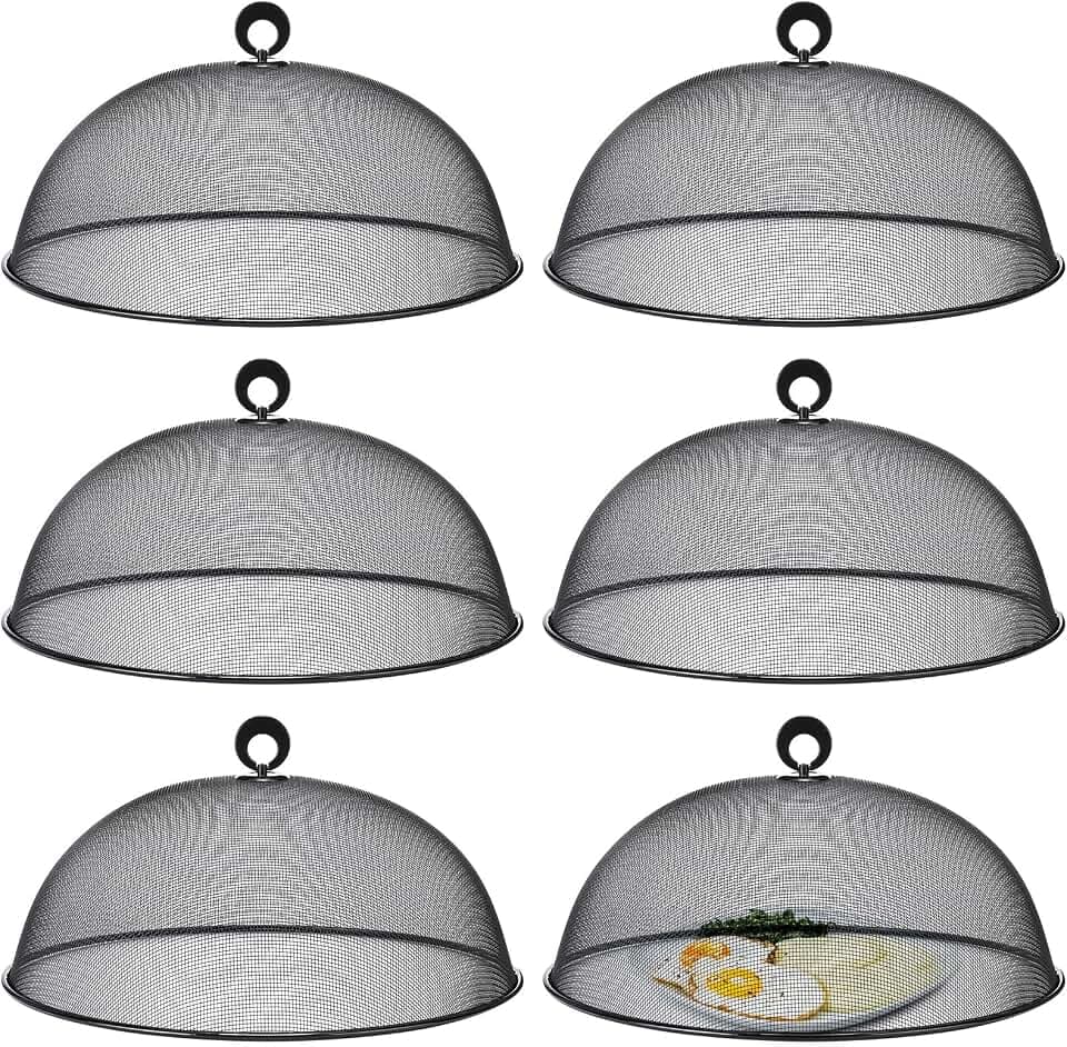 Gerrii 6 Pcs Metal Mesh Food Cover Outdoor Food Tents, Black, 14 Inch