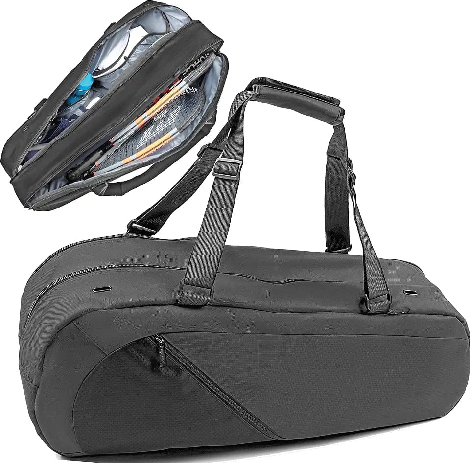Athletico Tennis Bag and Racketball Bag - Tennis Bags for Women and Men to Hold Tennis Racket, Racquetball Racket, Pickleball Paddles and Other Equipment or Gear (Black)