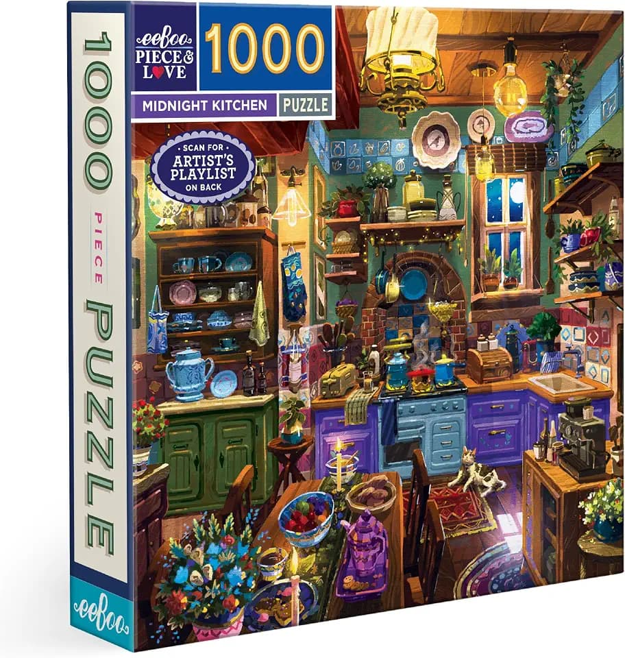 eeBoo Midnight Kitchen 1000 Piece Square Jigsaw Puzzle, 23" x 23"