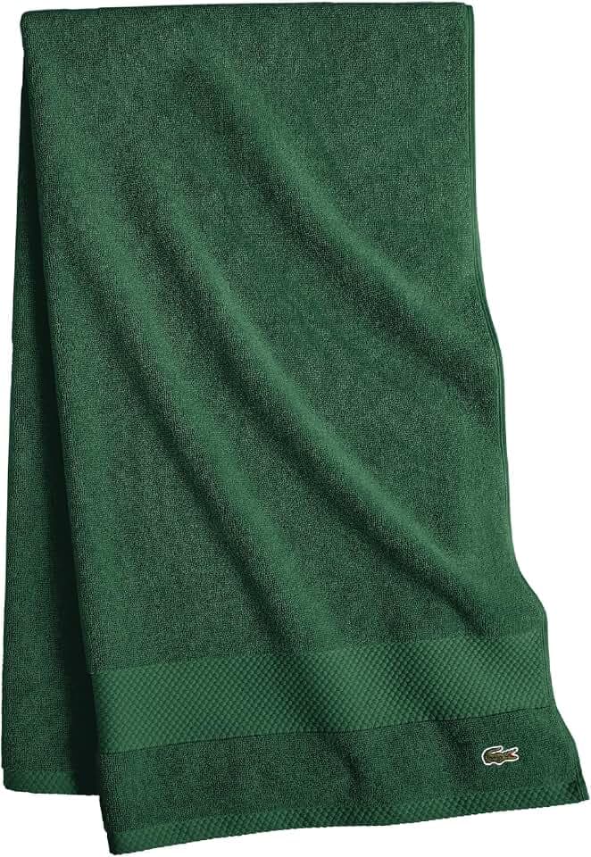 Lacoste Heritage 100% Supima Cotton Bath Towel 30" x 54", Croc Green