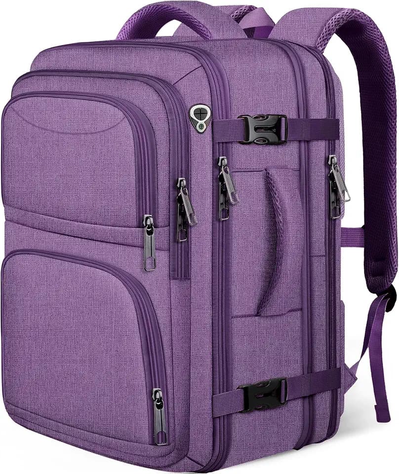 Travel Backpack for Women, Expanable Carry on Backpack, TSA 17.3 inch Laptop Bag Flight Approved, Lightweight Waterproof Business Luggage Bag, Travel Gifts for Women, Purple