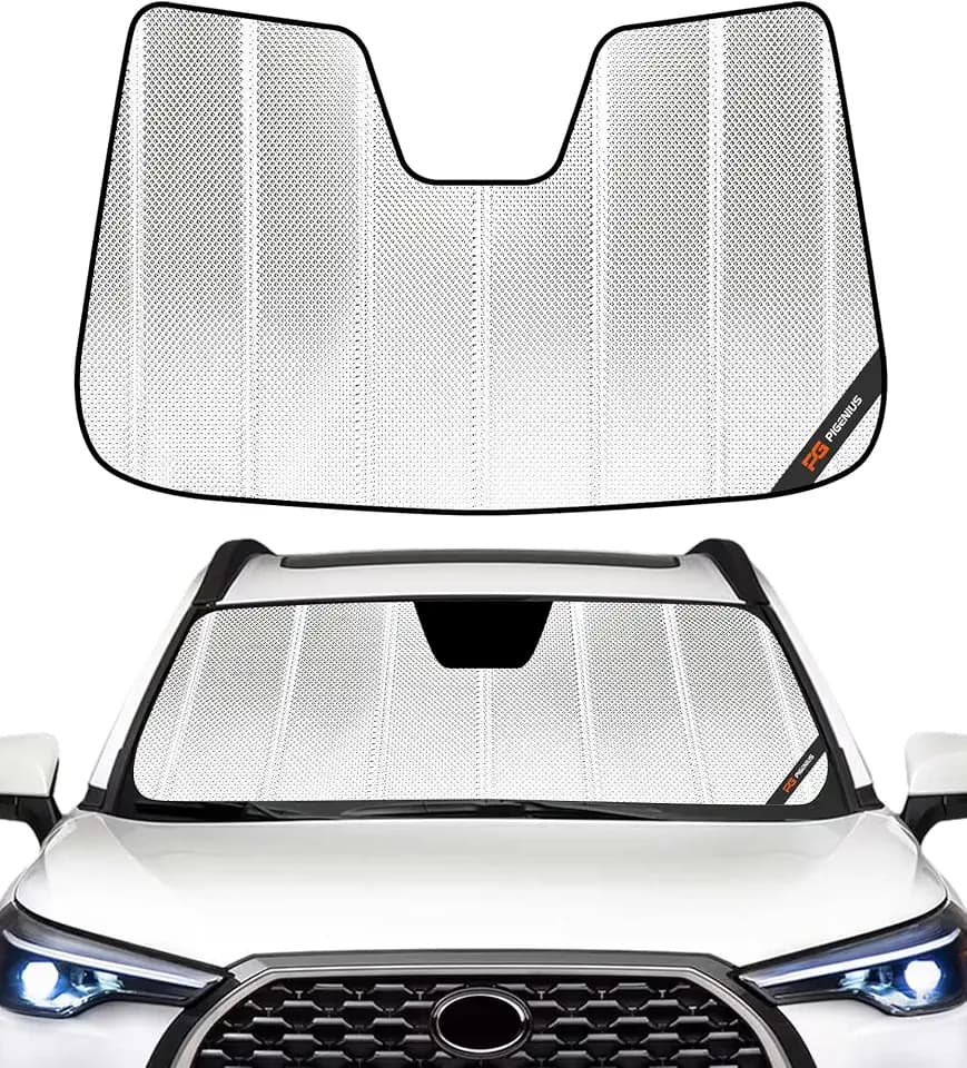 Pigenius Windshield Sun Shade for Toyota Corolla Cross 2022-2025. Reflective Aluminum Film Front Window Sunshade - BLAZBLOCK