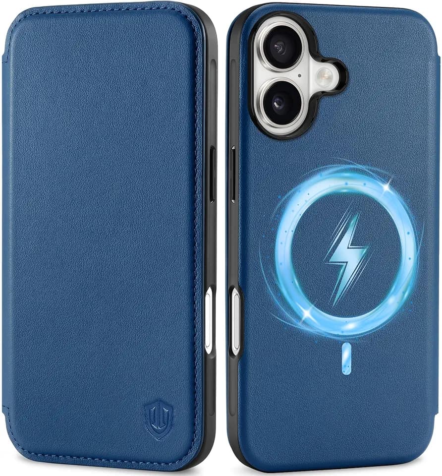 SHIELDON Wireless Charging Wallet Case for iPhone 17 6.3" 2025, Royal Blue
