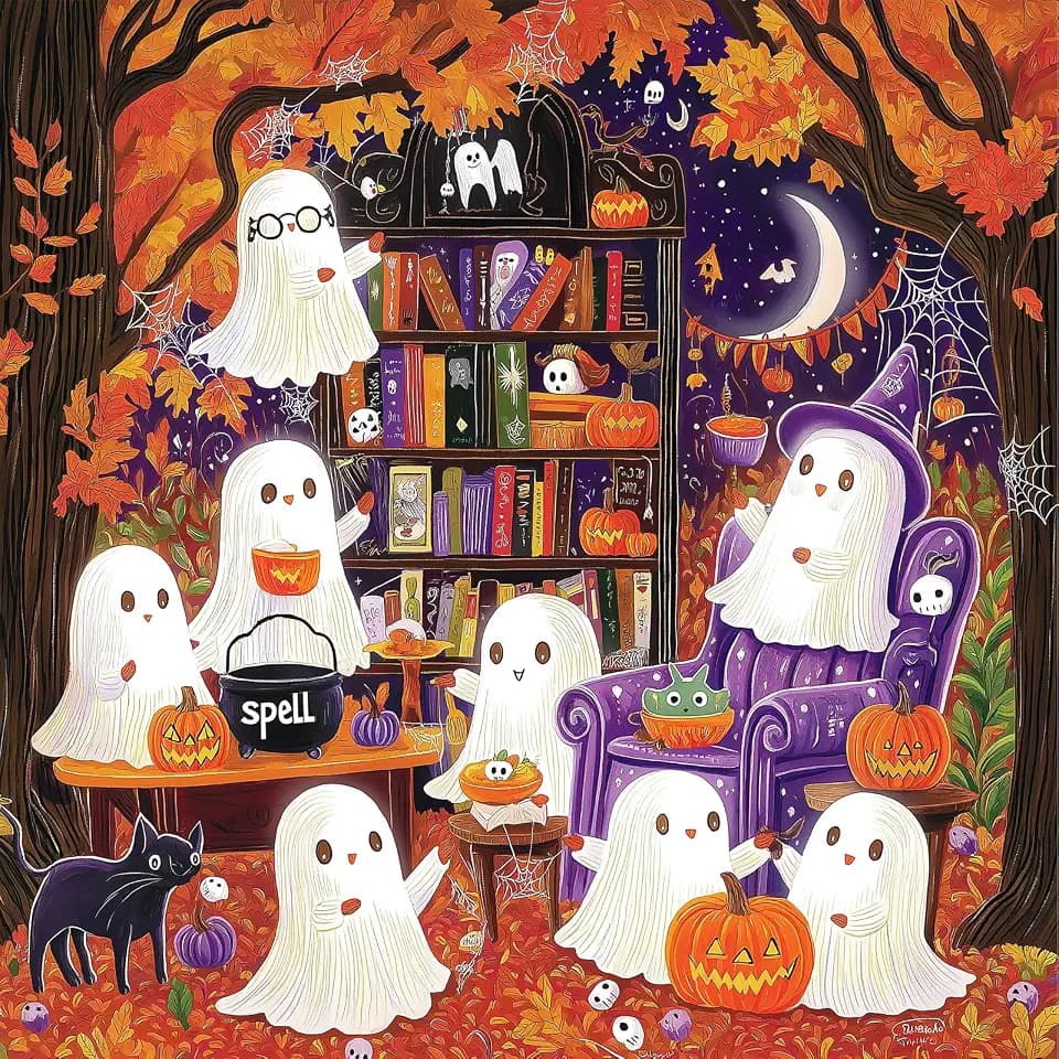 Halloween Puzzle for Adults 500 Pieces, Little Ghost Spooky Holiday Theme