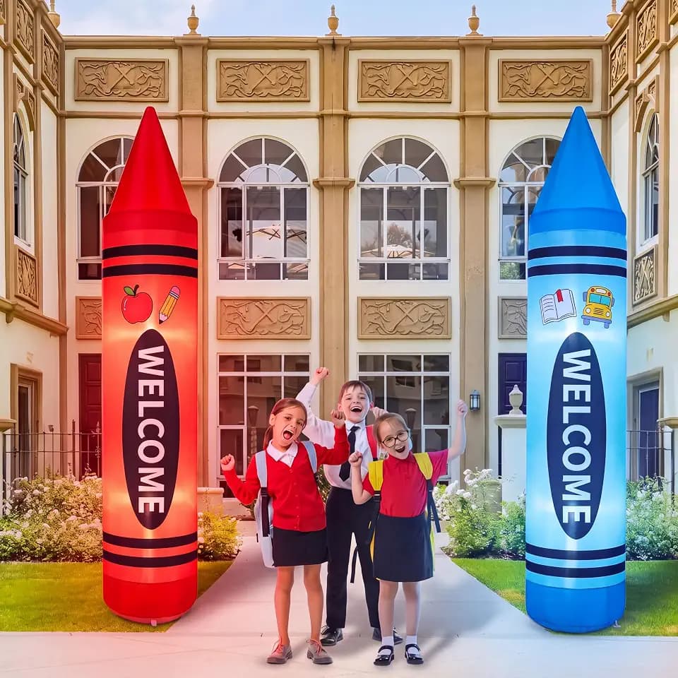 Leyndo 2Pcs 7ft Back to School Inflatable Crayon for Preschool Kindergarten