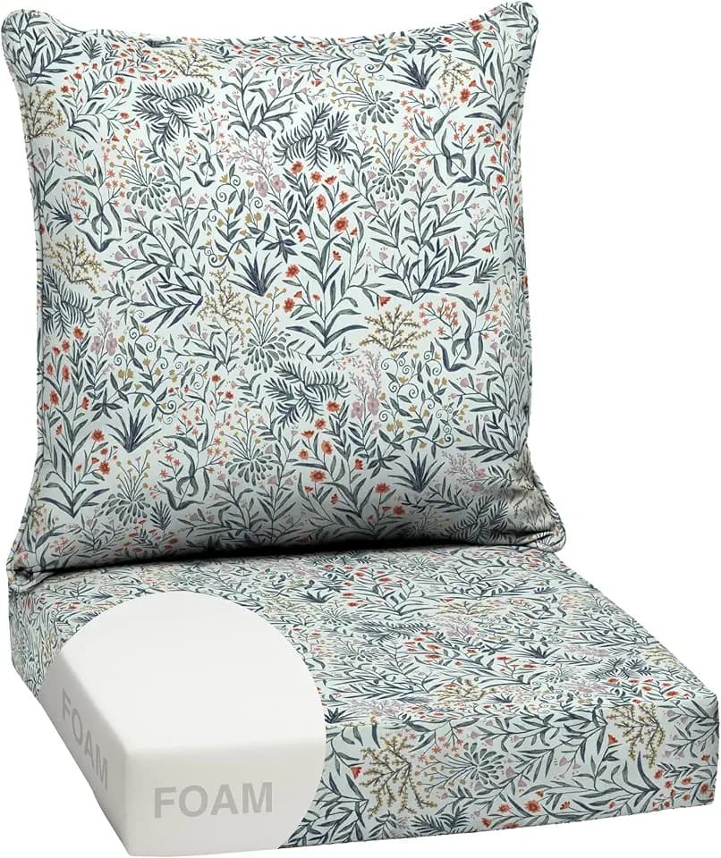 Arden Outdoor Deep Seat Cushion Set, Foam, 24x24, Pistachio Botanical
