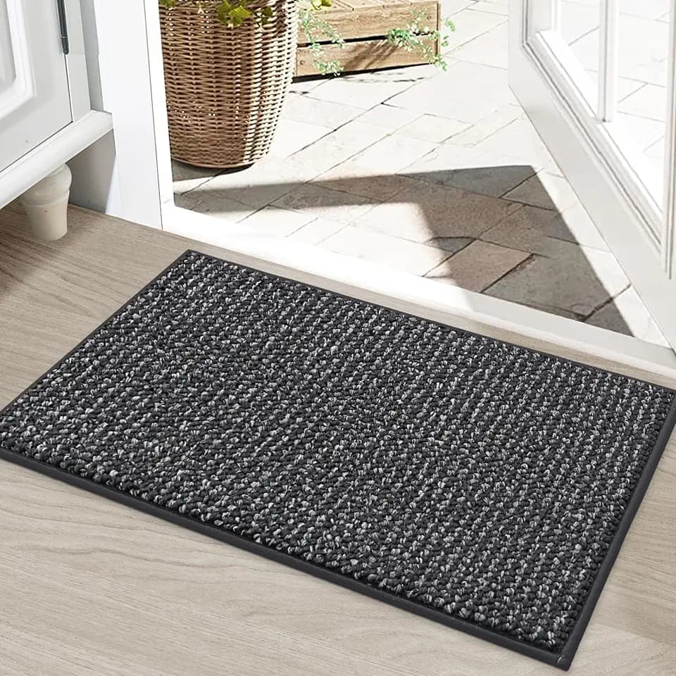 BEQHAUSE Dirt Trapper Door Mat 20"x32", Non-Slip Washable Doormat, Charcoal