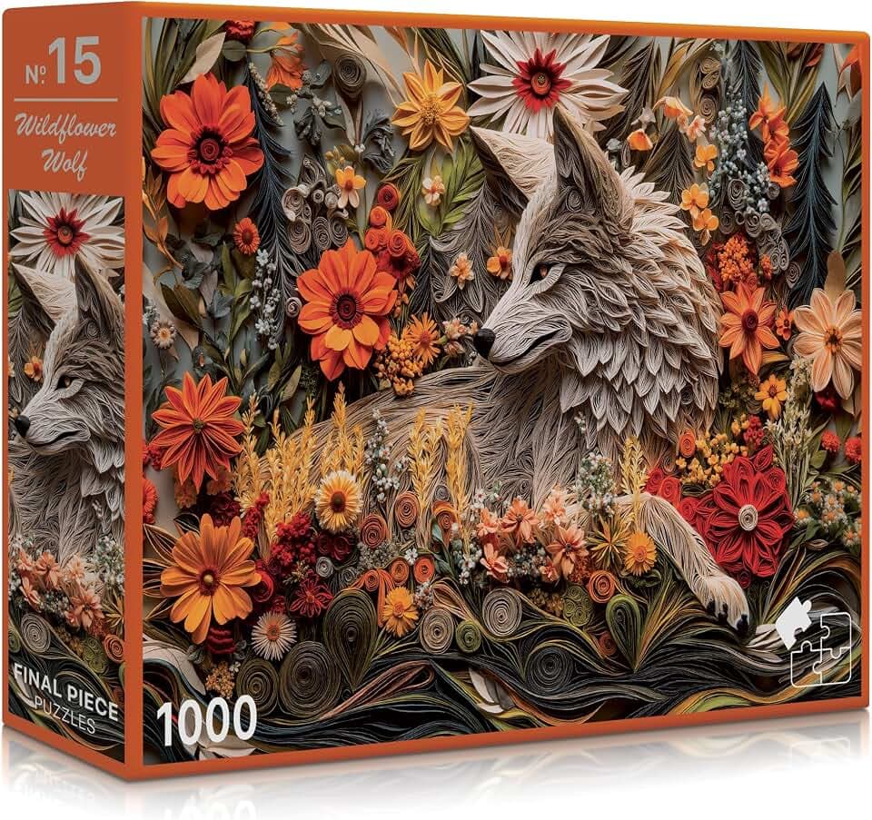 Wildflower Wolf (#15) – 1000 Piece Jigsaw Puzzle for Adults - Final Piece