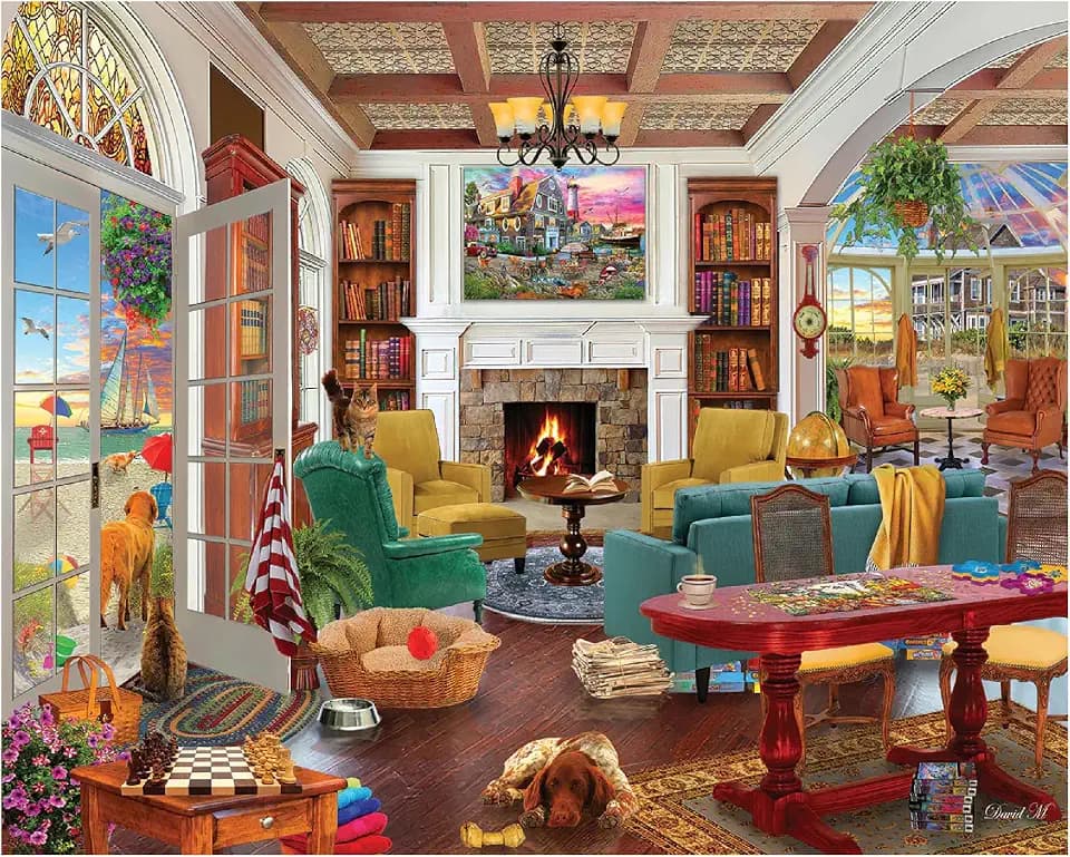 White Mountain 1000 Piece Jigsaw Puzzle Cozy Beach House, Seaside Dreams