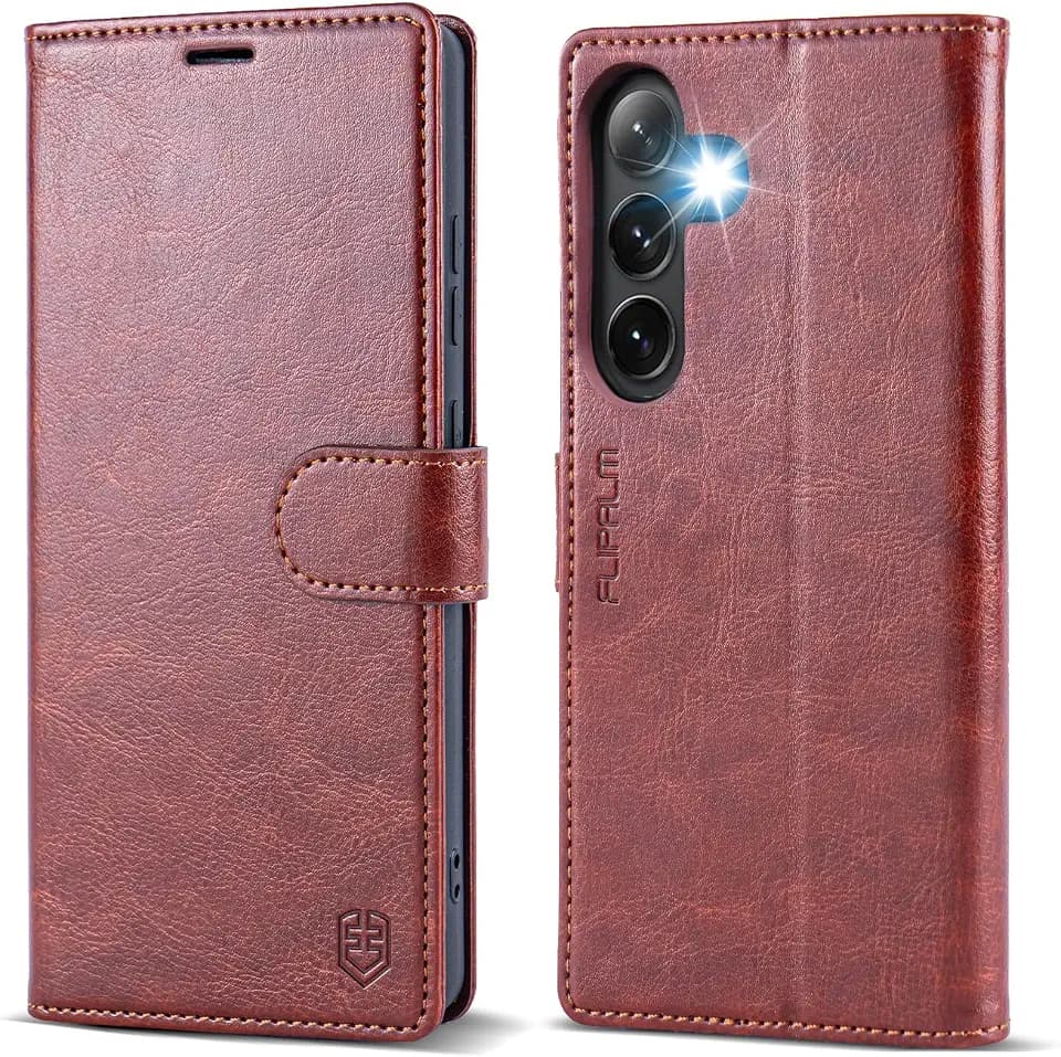 FLIPALM Wallet Case for Samsung Galaxy S25 FE, Brown