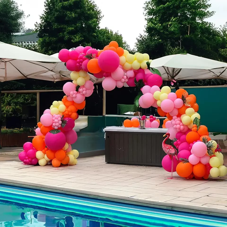 Spring color Balloon Garland Arch Kit 158 PCS Hot Pink Orange Yellow Peach Balloons for Girl Women Baby Shower Birthday Valentine Galentines day Decoration Supplies