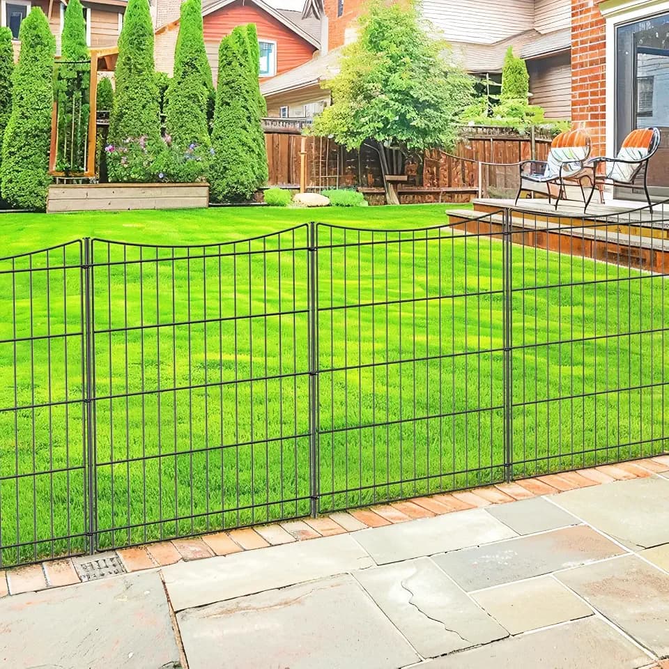 INJOPEXI Decorative Garden Fence 6 Panels 11.8ft(L)×30in(H) Garden Fences Outdoor with 6 Panels Rustproof Metal Wire No Dig Temporary Animal Barrier Fencing for Backyard Patio - Without Fence Gate