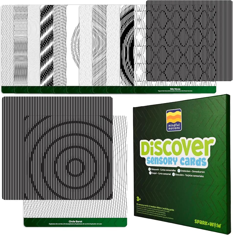 Mindful Motions Sensory Cards, Discover, 12 Dynamic Patterns and 2 Sliders