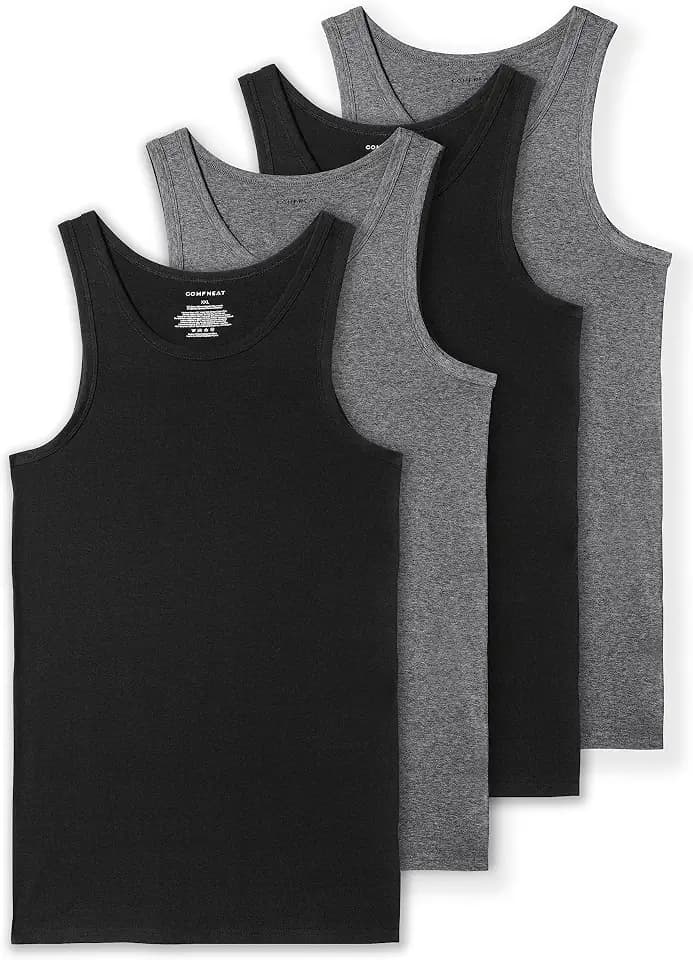 Comfneat Men's 4-Pack Big & Tall Stretchy Tank Tops Tight Fit Undershirts