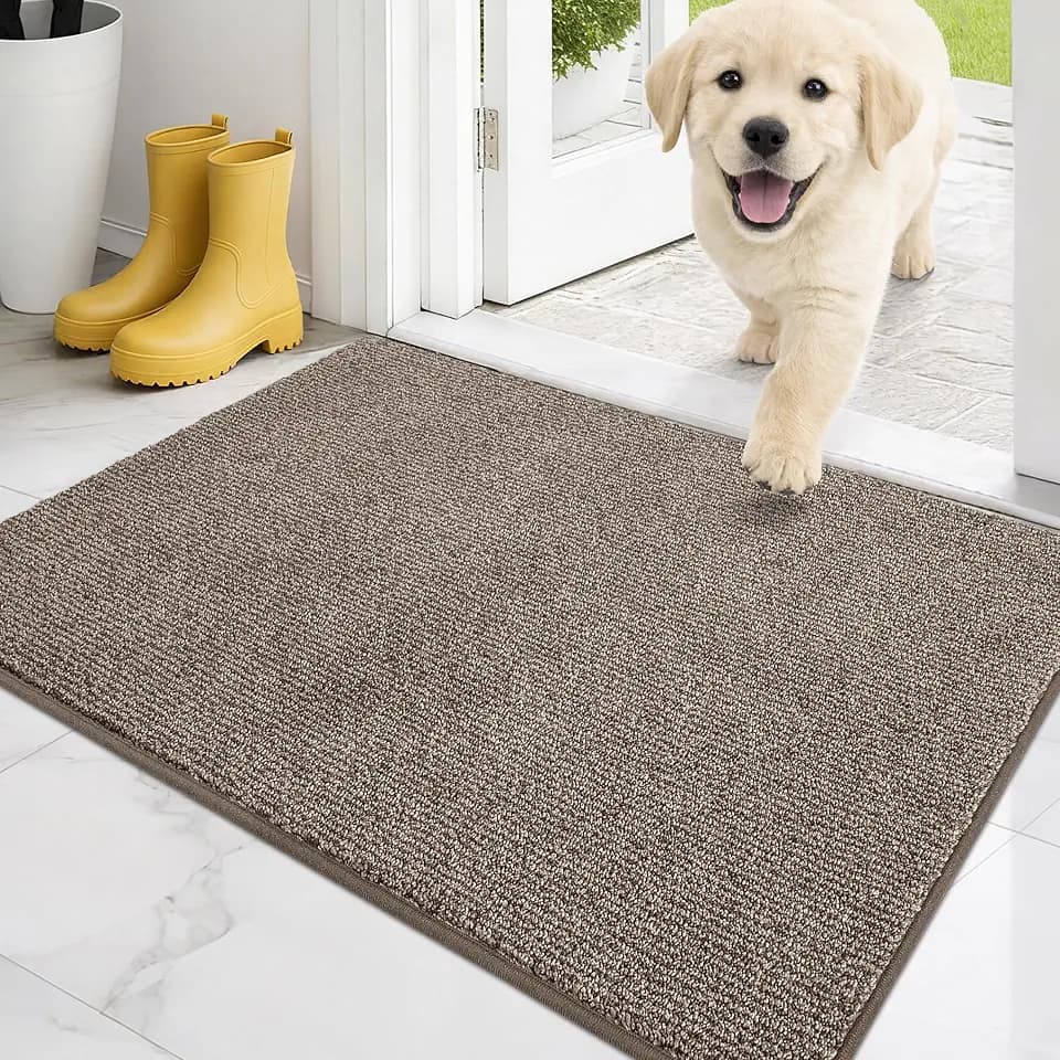 PURRUGS Dirt Trapping Indoor Door Mat, 20" x 31.5", Heathered Beige
