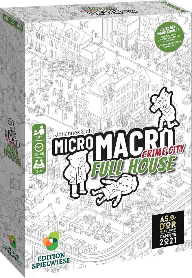 Spielwiese Micro Macro - Full House - Gesellschaftsspiel - Ermittlungsspiel - Für die ganze Familie - 10 Jahre und älter - 1-4 Spieler - Französische Version - Beobachtung und Abzug - Goldenes Ass