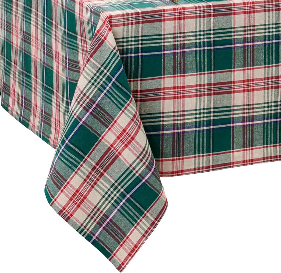 Threadmade Holiday Fireside Plaid Tablecloth, Multicolor - 52" W x 70" L