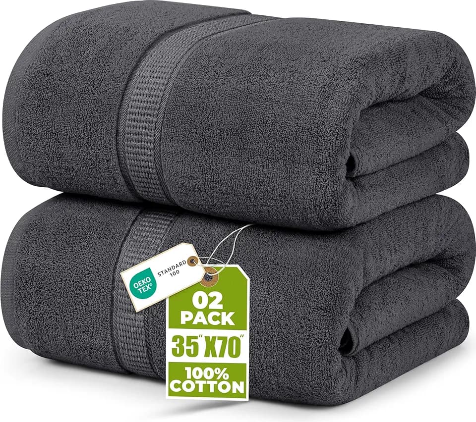 Utopia Towels 2er Badetücher Duschtücher Groß Baumwolle 90 x 180 cm Grau