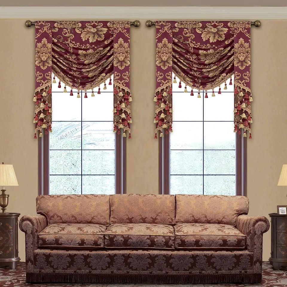 Loom and Mill Elegant Floral Waterfall Valances for Living Room, W39 Inch