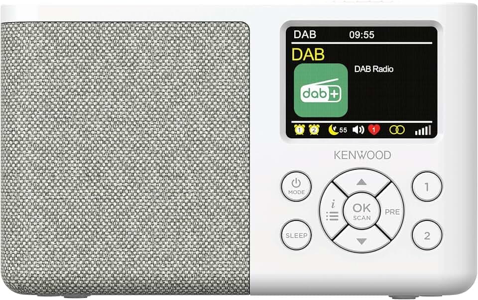 Kenwood CR-M33DAB-W - Tragbares DAB+ Radio mit Bluetooth, integriertem Li-Ion Akku & 6,1cm Farbdisplay, USB-C Ladeanschluss, Kopfhörer-Ausgang (Stereo), Weiß