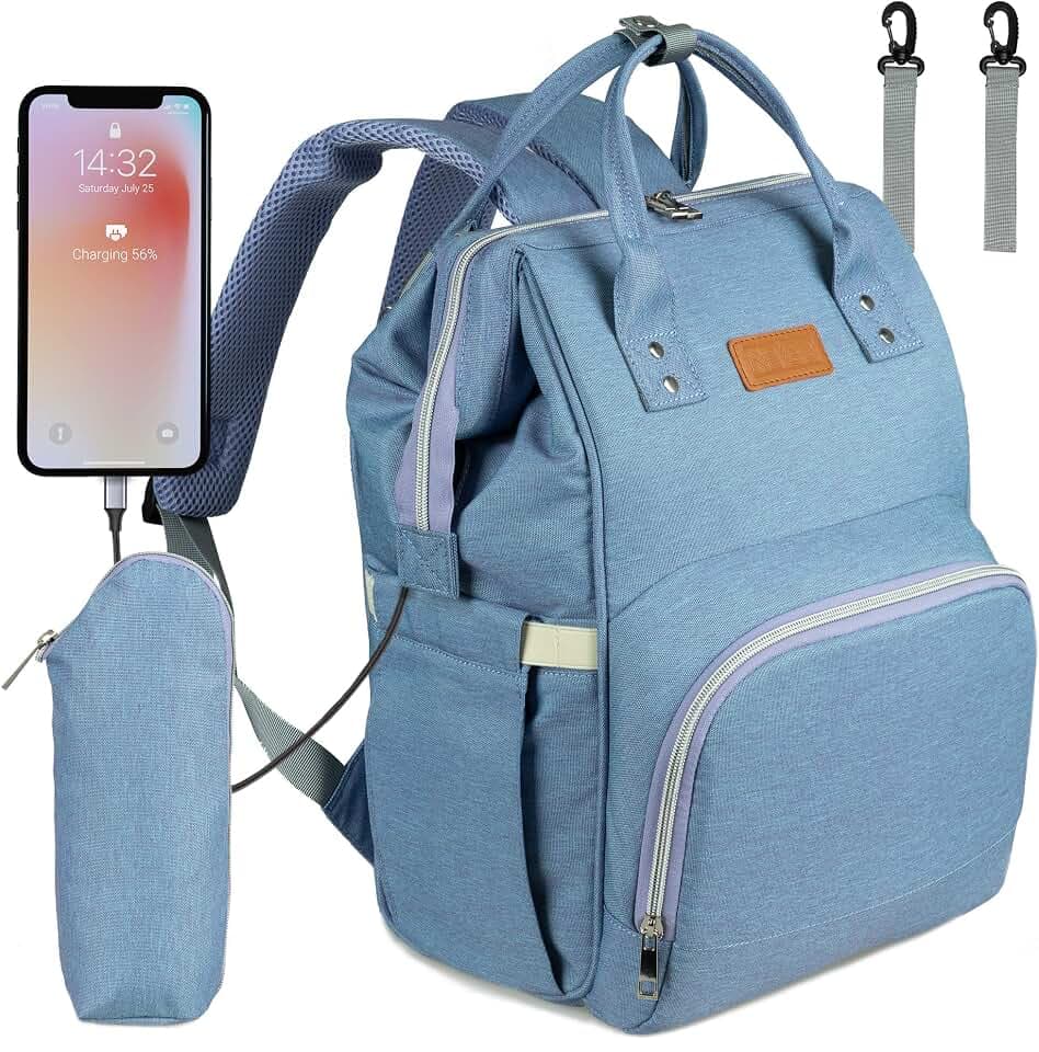 Baby Wickelrucksack, Babytasche für Reise, Wickeltasche Große Kapazität, Multifach Reise Rucksack Wasserdicht Fächer Babyflaschehälter