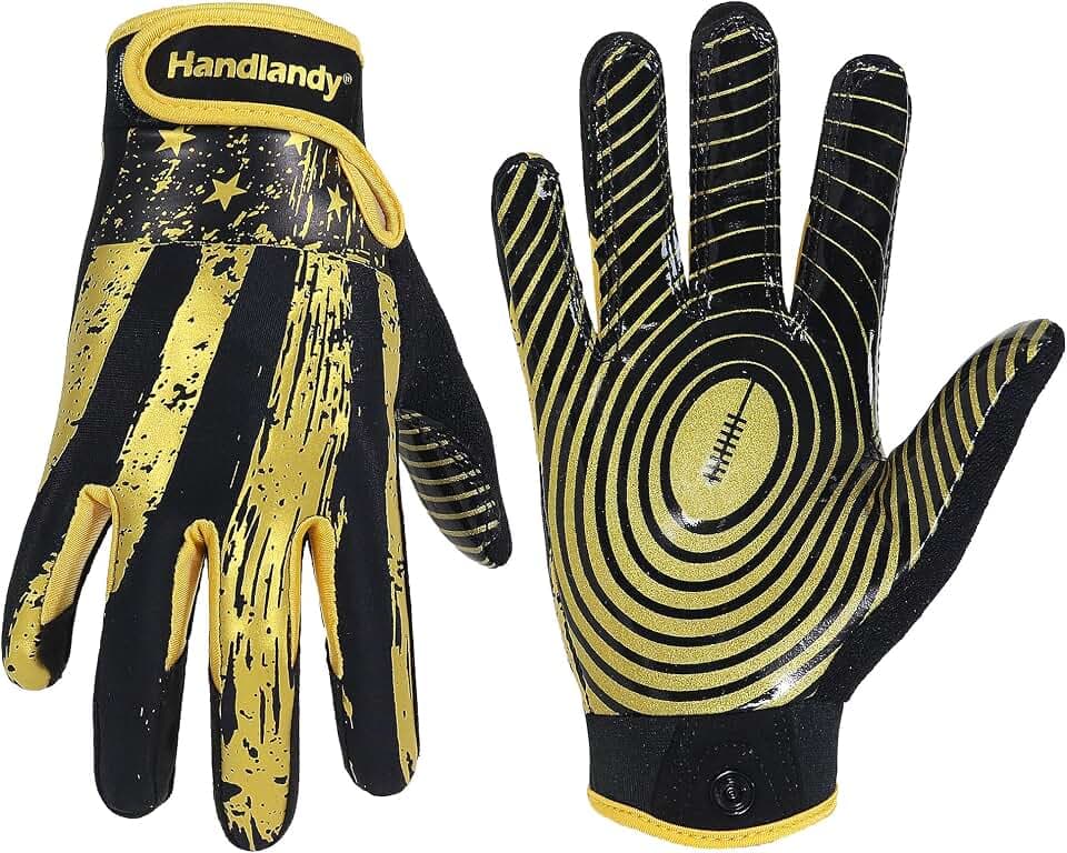 HANDLANDY Youth Football Gloves for Boys Girls, Sticky Wide Receiver Gloves for Kids.