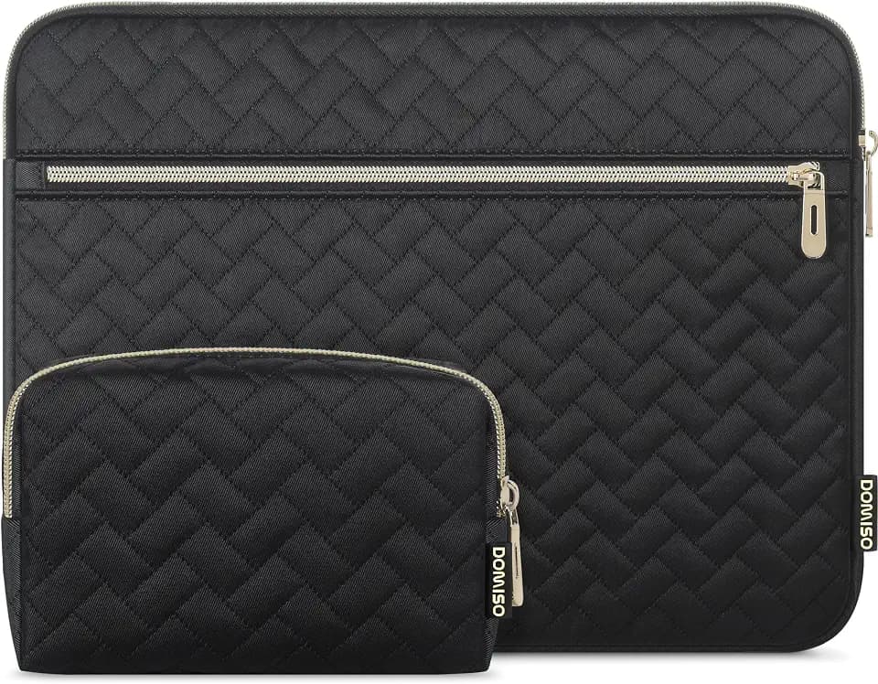 DOMISO 15.6 inch Laptop Sleeve for MacBook Air M3 15 inch Laptop Case 15.6 inch Compatible with MacBook Air 15 inch Plus 15 MacBook Pro Protective Computer Sleeve 15 inch with Small Case,Black