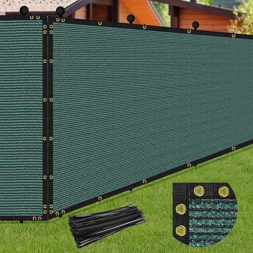4 x 12FT Privacy Screen Fence Green Heavy Duty Mesh Fencing Shade Net Cover with Reinforced Bindings 100 Straps for Outdoor Chain Link Fence Patio Wall Garden Backyard, Green