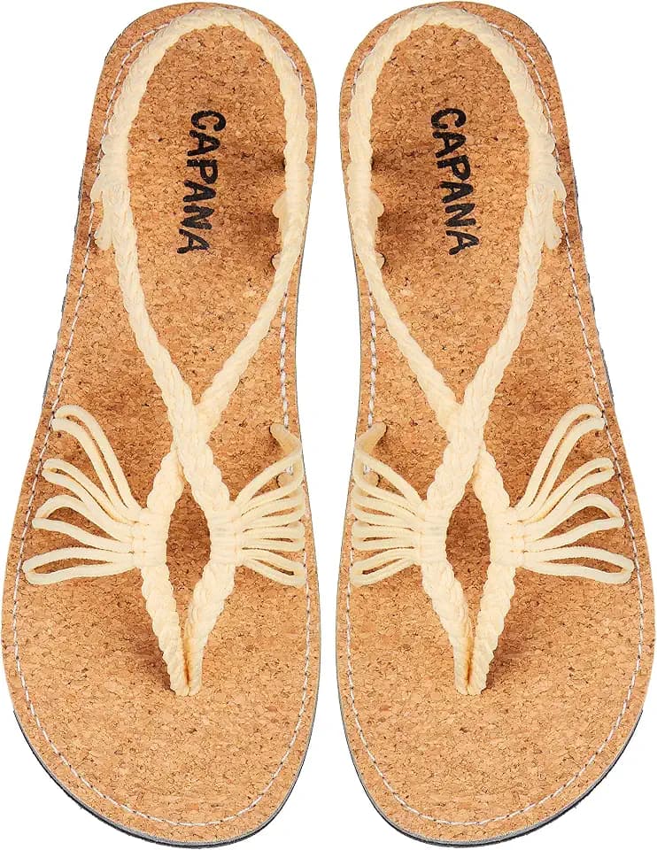 Capana Women's Flat Cork Sandals - Strappy Braided Bohemian Beach Sandals, Spring Casual Shoes, Comfy Boho Flats for Teen Girls – Cocoon