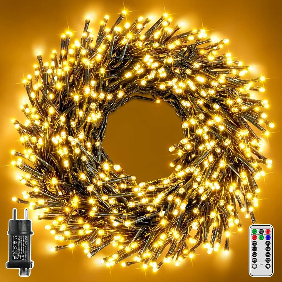 Cluster Lichterkette Außen 30m 1500 LEDs Warmweiß mit Fernbedienung