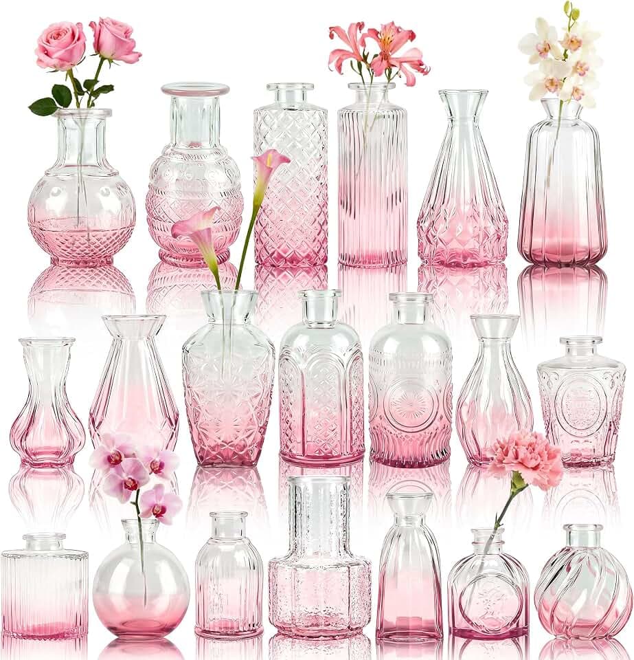 BTSD-home 20 Stück Rosa Vasen Klein Tischdeko zur Hochzeitdeko