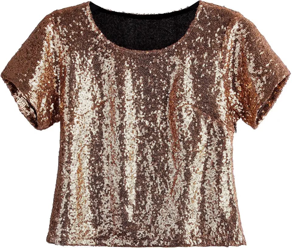 Vijiv Women's Glitter Glam Sequin Top Loose Sleeves Sparkly Shimmer Party Bridesmaid Sequined Tunic Top