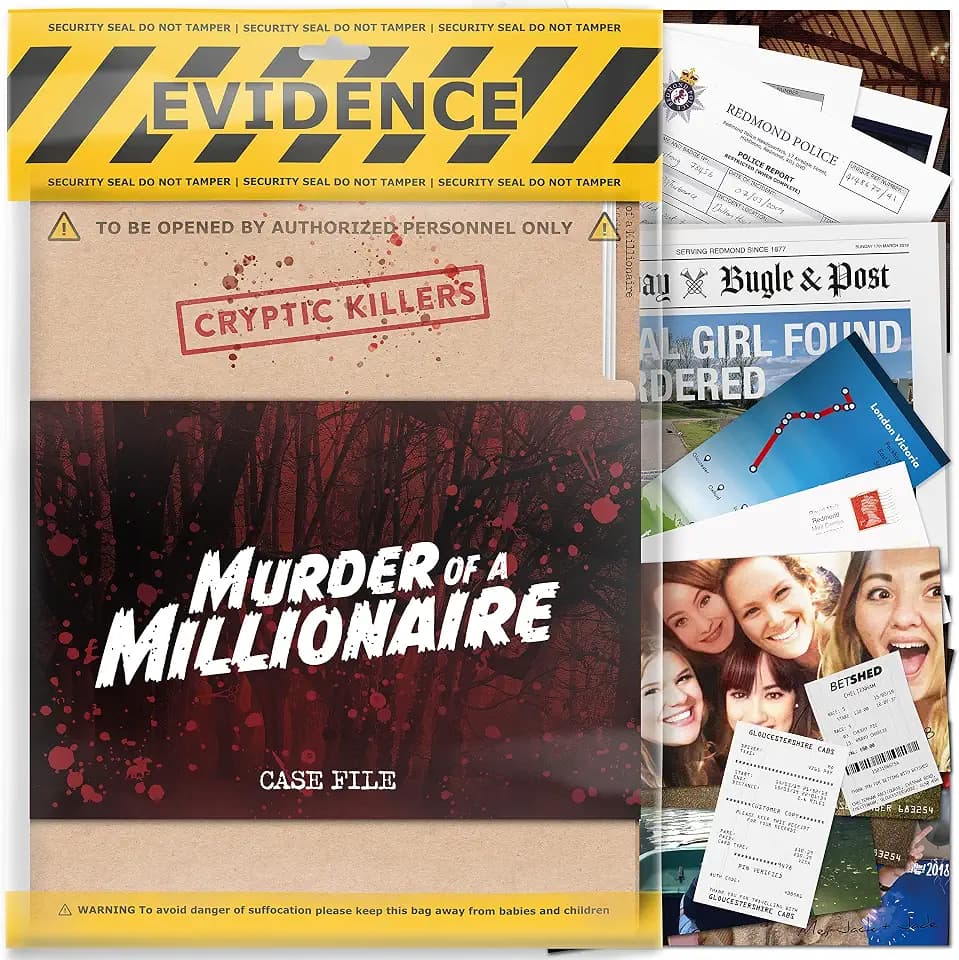 Cryptic Killers Unsolved Murder Mystery Game - Cold Case File Investigation - Detective Clues/Evidence - Solve the Crime - for Individuals, Date Nights & Party Groups - Murder of a Millionaire