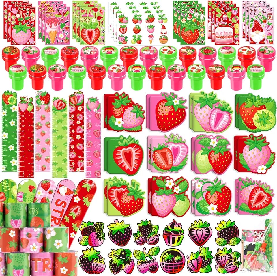 BenLouis 96Pcs Strawberry Stationery Set Party Favors for Kids