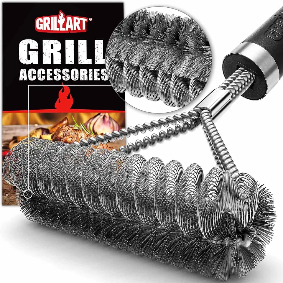 GRILLART Grillbürste, borstenfrei und drahtkombinierte Grillbürste, sichere und effiziente Grillreinigungsbürste, 43,2 cm, Grillreinigerbürste für Gas-, Porzellan-/Charbroil-Roste – Grillzubehör,