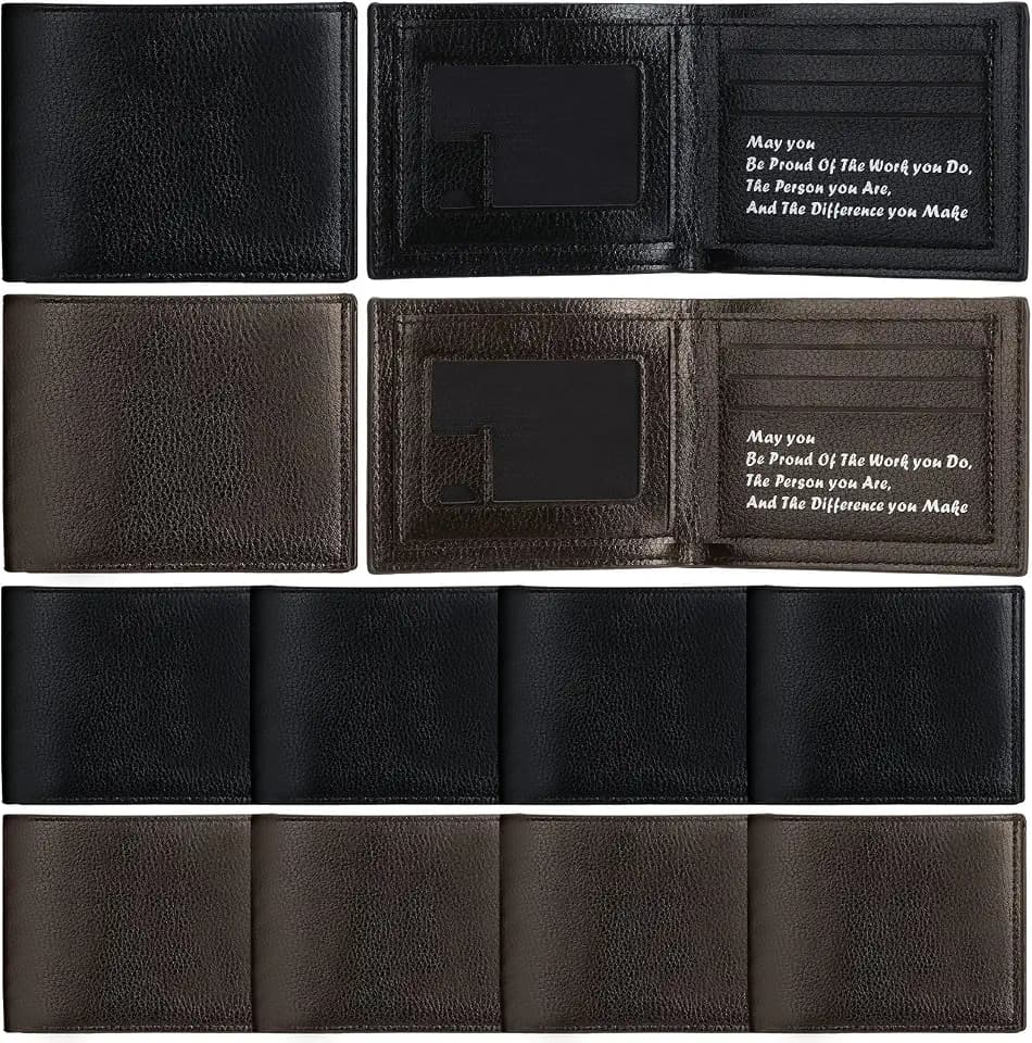 Shinylin 10 Pcs Men's Bifold Photo Wallets with Printed Quote 2Color